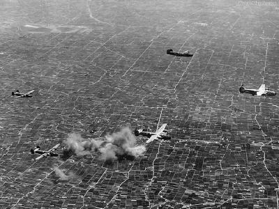 15th AF bombers passing over target