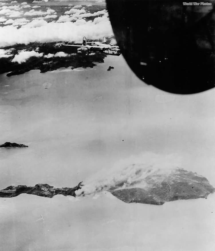 B-24 of the 11th BG blast Corregidor 1945