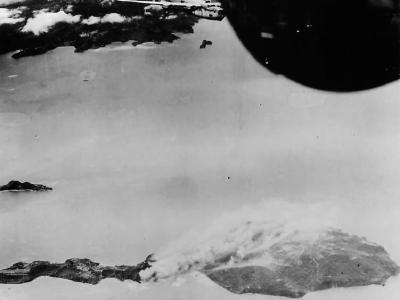 B-24 of the 11th BG blast Corregidor 1945