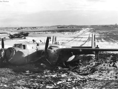 Crash B-25 of the 28th Bomb Squadron on Attu 13 November 1943