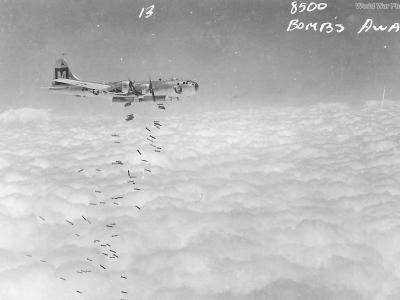 B-29 dropping bombs over Japan 1945