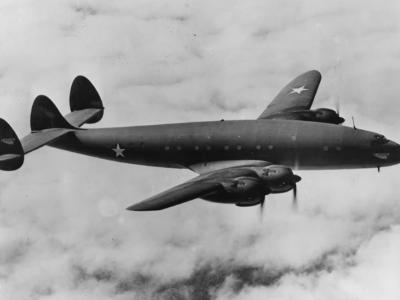 Lockheed XC-69 Constellation over Wright Field 1943