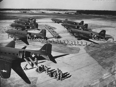 Paratroopers Equipment boarding C-47 Ft Bragg 42