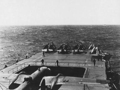 F4F Wildcats on flight deck of USS Hornet 18 April 1942