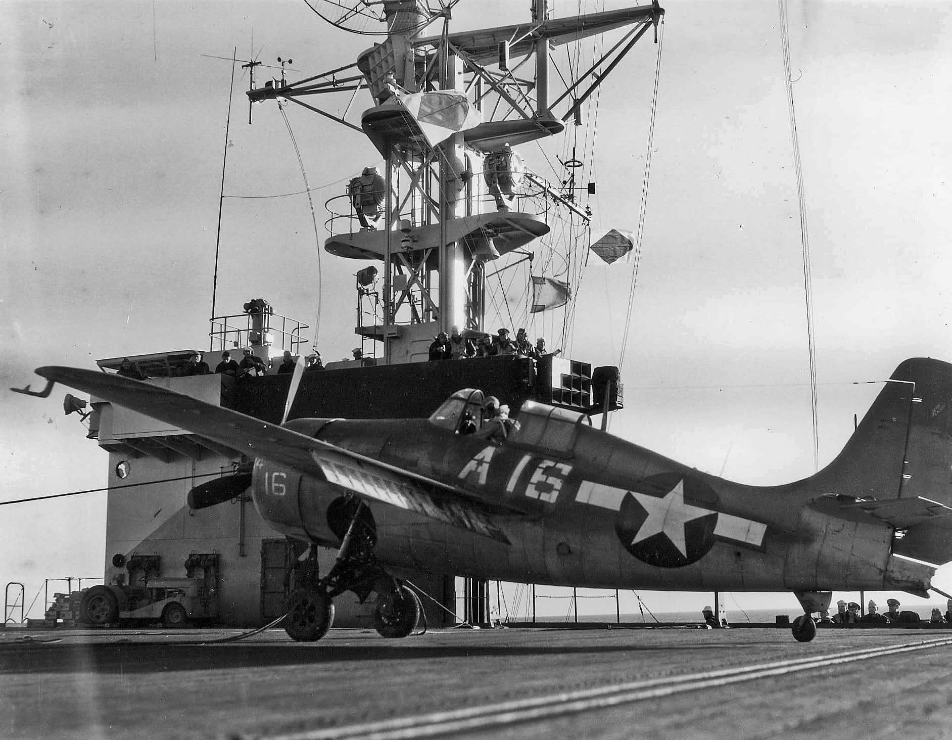 FM-2 Wildcat code A16 of VC-78 on board the escort carrier USS Matanikau CVE-101, 16 November 16 1944