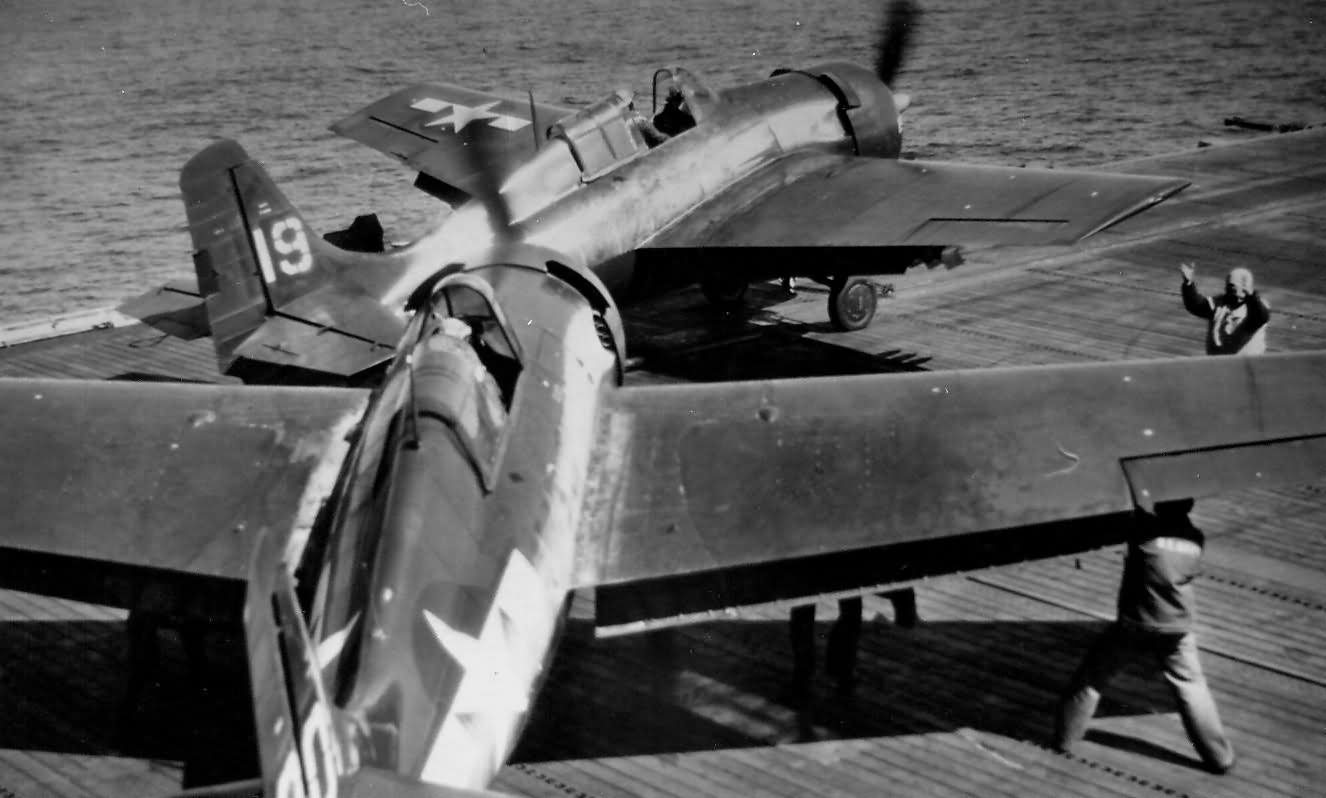 FM-2 Wildcats of VC-79 on board the escort carrier USS Sargent Bay CVE-83 invasion of Iwo Jima 19 February 1945