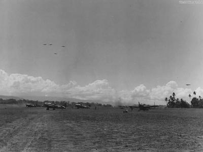 Marine Wildcats cow pasture part of Fighter One airstrip at Lunga Point fall 1942