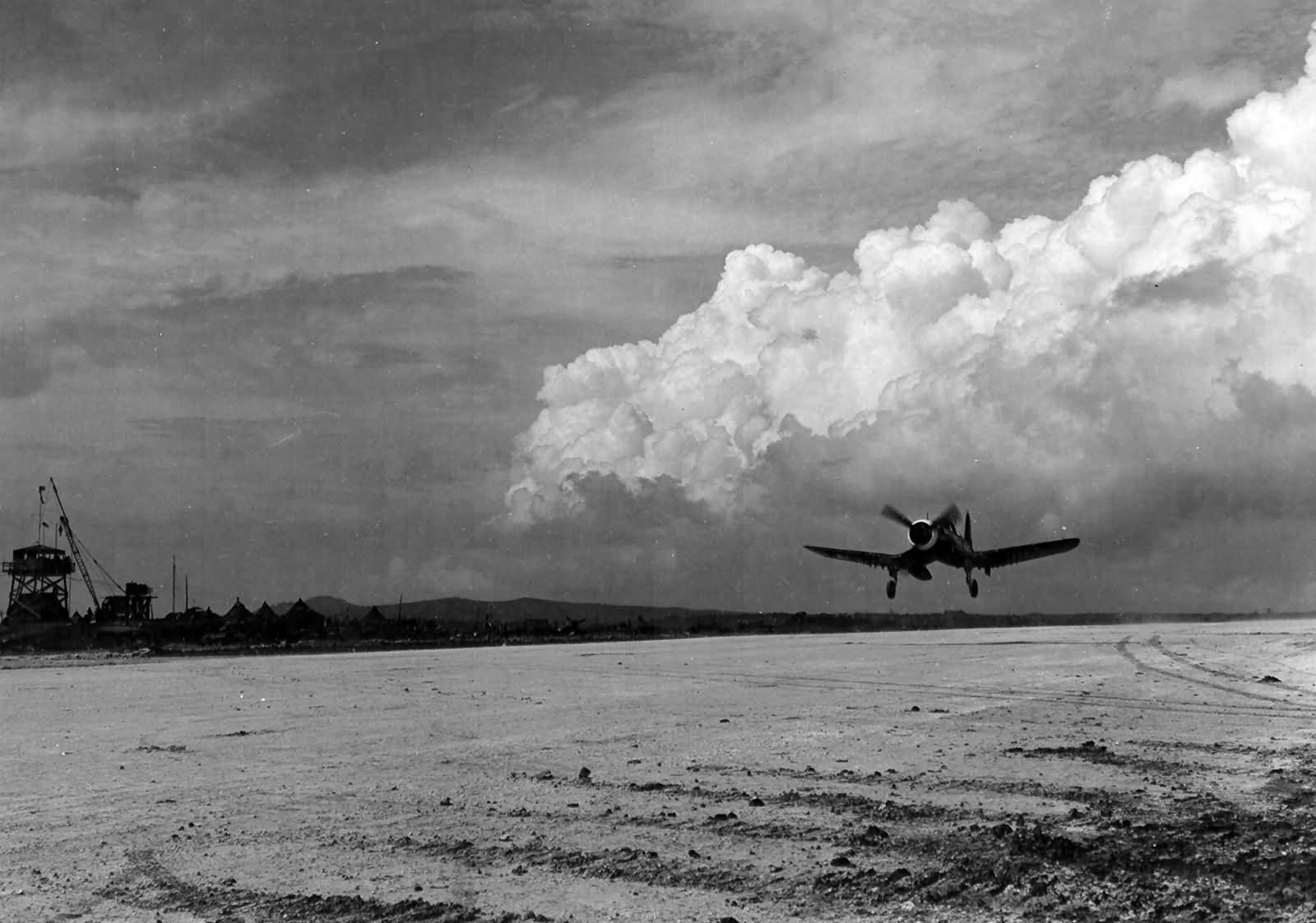 F4U Corsair landing On Okinawa 1945