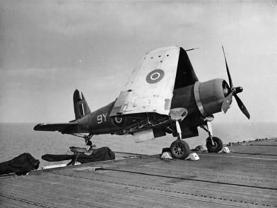 F4U Corsair 9Y on deck HMS Khedive