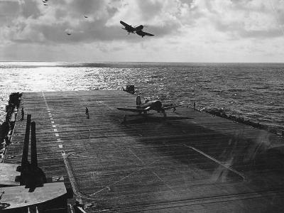 F4U Corsair on deck USS Franklin CV-13