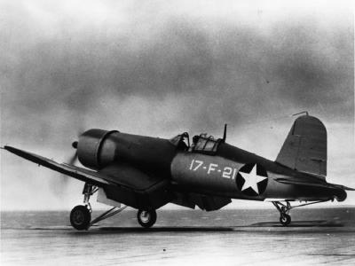 F4U-1 17-F-21 of VF-17 aboard USS Bunker Hill 29 June 1943