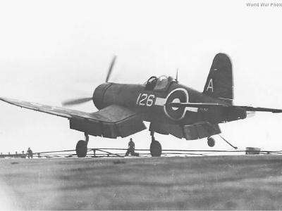 F4U 126 of No 1850 Squadron HMS Vengeance