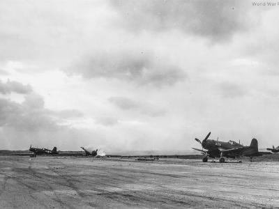 F4U-1A of the 2nd MAW collision on Yontan Airfield 10 April 1945