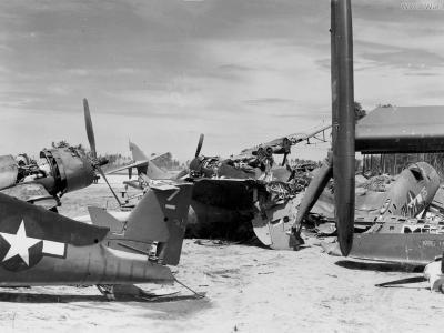 Marine F4U and F6F boneyard Bougainville February 1944