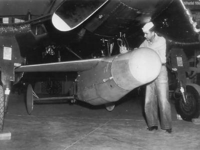 Technician Adjusting BAT radar-guided bomb 1946