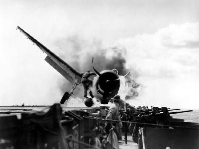 Burning F6F Hellcat of VF-2 #30 USS Enterprise CV-6, 10 Novenber 1943