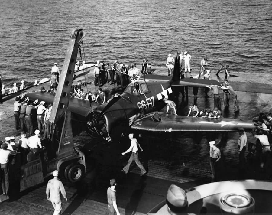 F6F-3 Hellcat 86-F-17 of VF-86 escort carrier Charger CVE-30 September 7, 1944