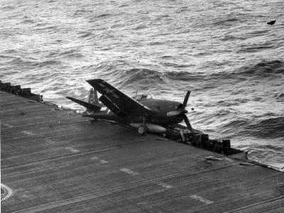 F6F-3 #3 after landing aboard the USS Ticonderoga CV-14 1944
