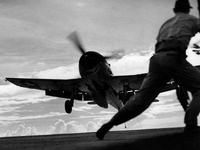 F6F Hellcat of VF-25 before landing on board the light carrier USS Cowpens (CVL-25)