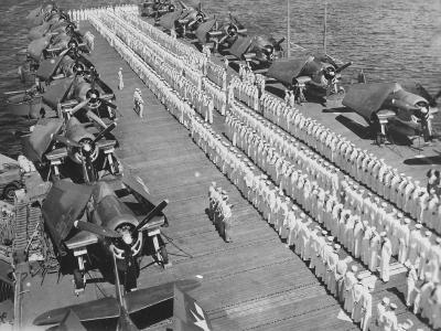 F6F Hellcats – captain’s inspection onboard escort carrier