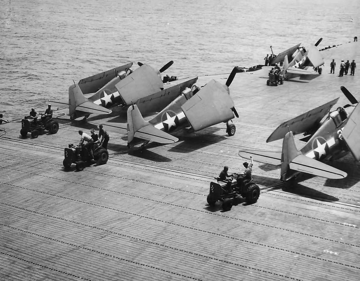 F6F Hellcats Prepare for Take Off from Carrier for Raid on Tarawa 1943