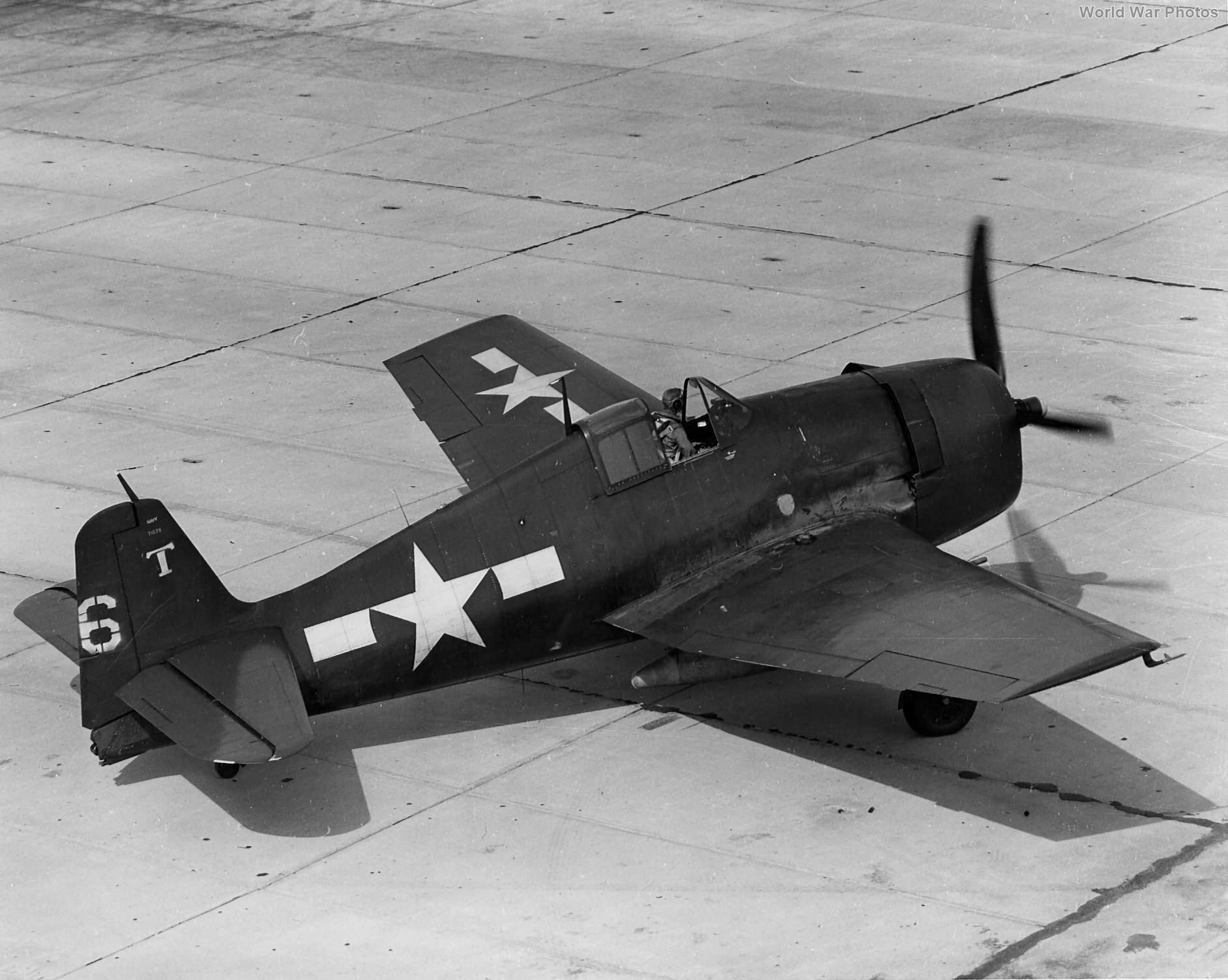 F6F-5 Hellcat 71079 VF-45 is on the ground at Atlantic City