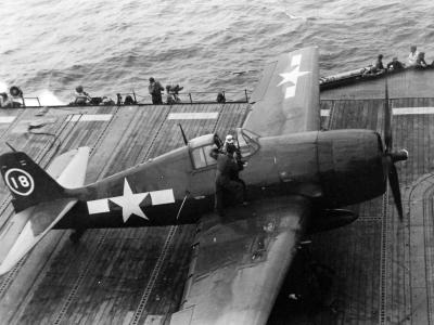 F6F-5 Hellcat #18 of VF(N)-41 aboard USS Independence 10 October 1944