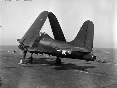 FR-1 with folded wings aboard USS Charger (CVE-30)