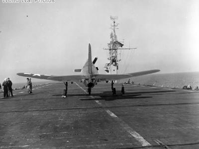 FR-1 48233 during trials aboard USS Charger (CVE-30) January 1945