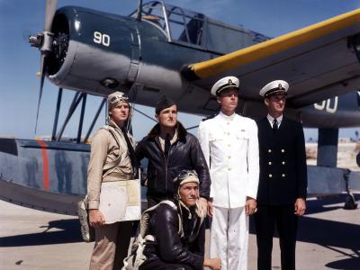 Aviation Cadets pose OS2U