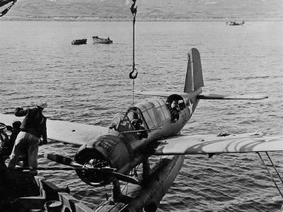 Battle damaged OS2U-3 off Attu Island 17 May 1943