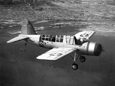 OS2U-1 of VO-1 from USS Pennsylvania BB-38 off San Pedro 11 August 1940