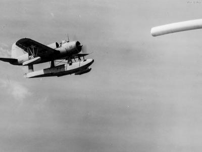 OS2U gunnery run on target sleeve NAS Jacksonville August 1942 3