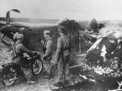German Soldiers View Downed USAAF P-38 Lightning in Tunisia