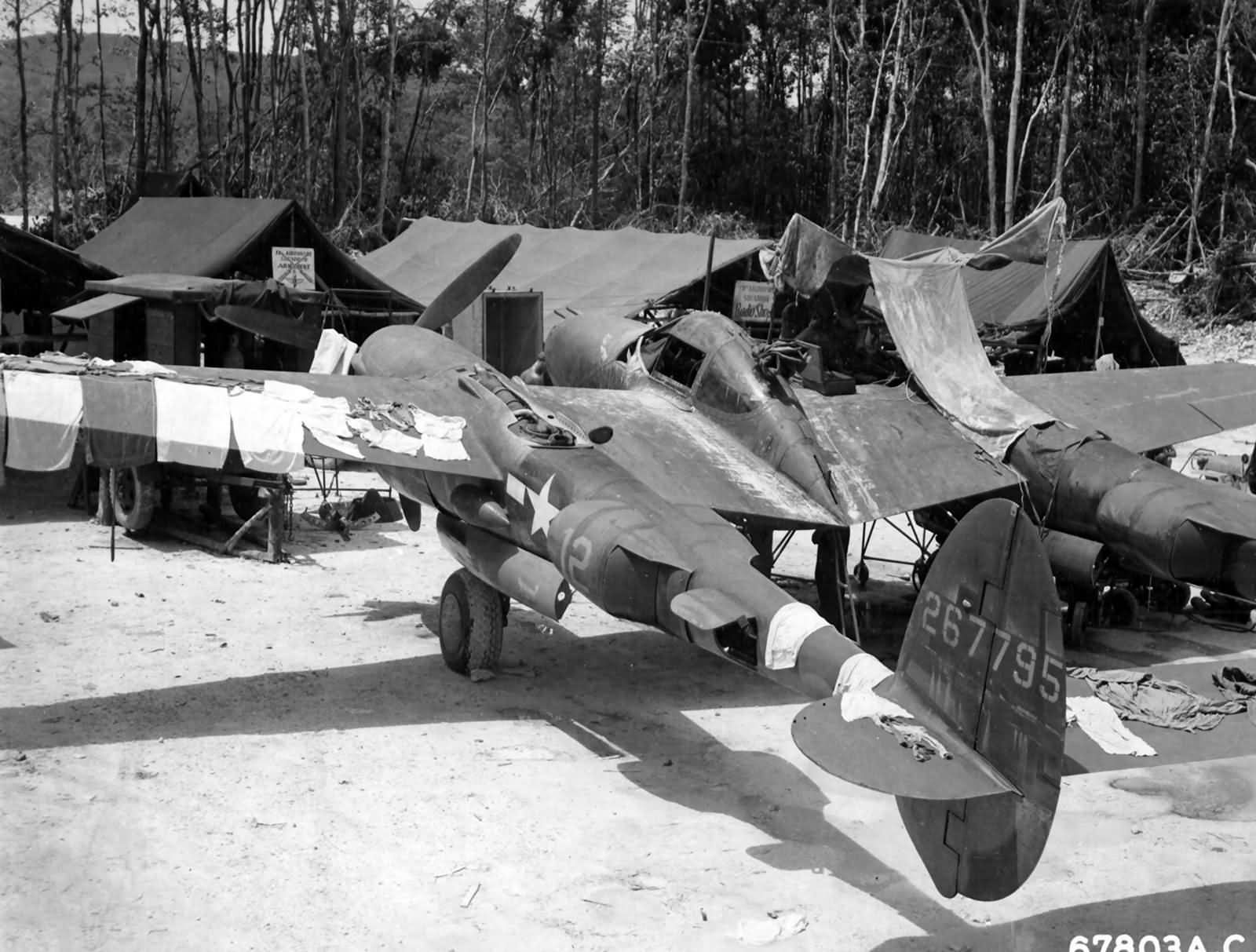 P-38J Lightning 42-67795 of the 44th Fighter Squadron on Guadalcanal in early 1944