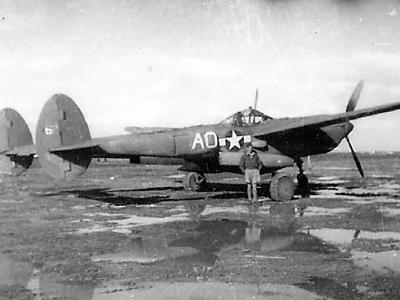 P-38 Lightning „AO” from 95th FS 82nd Fighter Group Parked on Airfield
