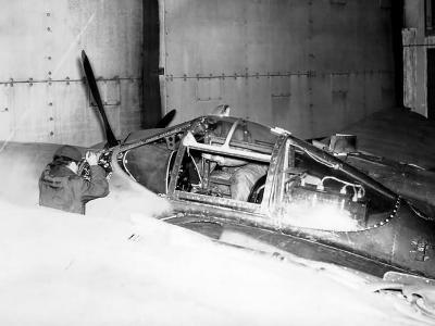 P-38 Lightning Maintenance Burtonwood England cockpit