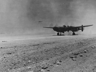 P-38 Lightning landing in Algeria