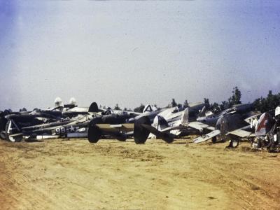 P-38 boneyard at Panagar India, October 1945