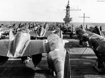 P-38 aboard USS Nassau June 1943 PTO