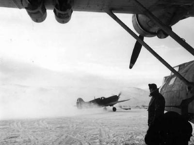 Curtiss P-40 Prepares for Takeoff at Amchitka 1943