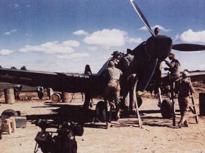 Ground Crew Checking Engine Of A Curtiss P-40 Of The 26Th Fighter Squadron