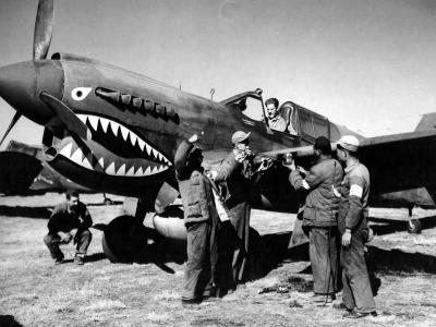 P-40 and Chinese Soldiers And Armorers Of The 74th Fighter Squadron 23rd Fighter Group China