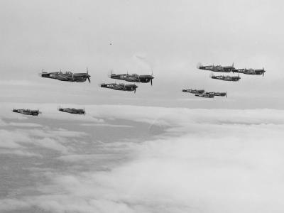 RNZAF Curtiss P-40 Kittyhawks in flight