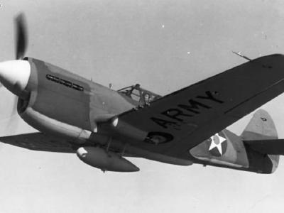 P-40E in flight