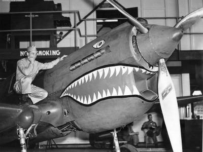 Pvt Charles Chennault with P-40