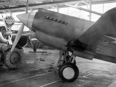 close-up of P-40 at Langley Research Center