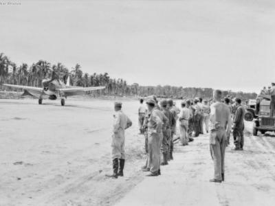 RAAF Kittyhawk landing on Los Negros