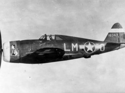 P-47C Thunderbolt Razorback code LM-O, 41-6347 „Torchy” of the 62nd FS, 56th Fighter Group. Pilot Capt Eugene O’Neill, 1943