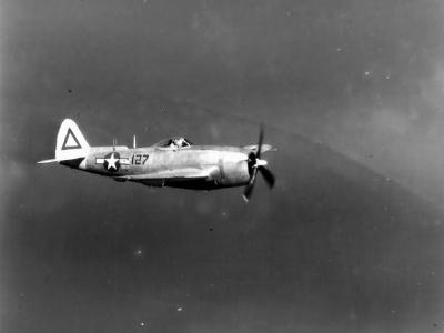 P-47 Thunderbolt 127 of the 463rd FS, 507th Fighter Group in flight